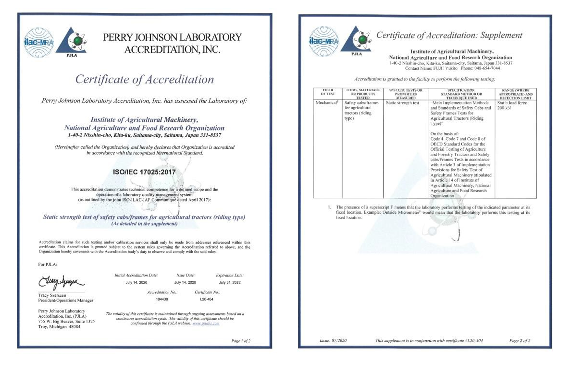 Accreditation of ISO/IEC 170252017